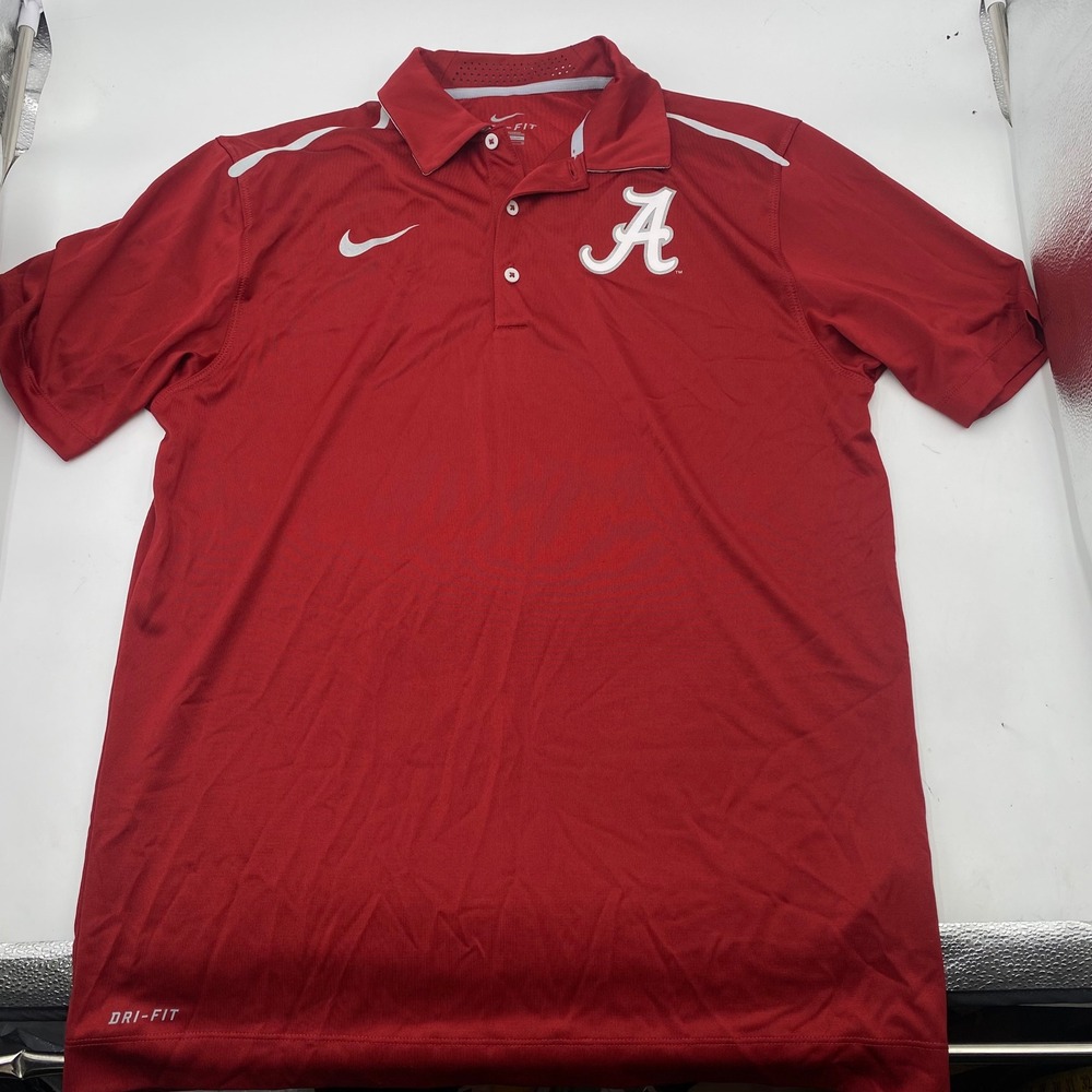ALABAMA Nike Dri-FIT Polo Shirt Mens Medium Red Crimson Tide Golf NCAA Sideline